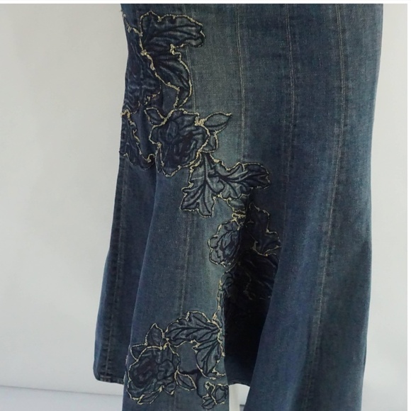 Roberto Cavalli Denim Skirt with Embroidery - Picture 7 of 17